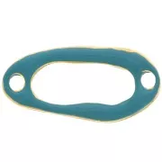 Intercalaire ovale irrégulier évidé 24x12mm & résine époxy Doré Or fin - Turquoise