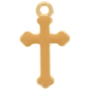 Breloque croix 19x11 mm en résine époxy - Doré à l'or fin - Ocre x1|raw }}