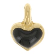 Mini breloque coeur 7x5 mm en résine époxy - Doré à l'or fin - Noir x1|raw }}