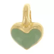 Mini breloque coeur 7x5 mm en résine époxy - Doré à l'or fin - Mint x1