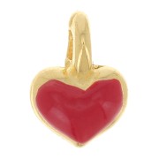 Mini breloque coeur 7x5 mm en résine époxy - Doré à l'or fin - Rouge x1|raw }}