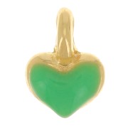 Mini breloque coeur 7x5 mm en résine époxy - Doré à l'or fin - Vert fluo x1|raw }}