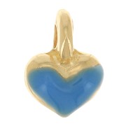 Mini breloque coeur 7x5 mm en résine époxy - Doré à l'or fin - Bleu fluo x1|raw }}