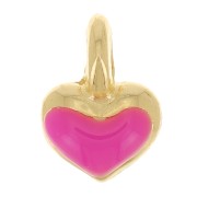 Mini breloque coeur 7x5 mm en résine époxy - Doré à l'or fin - Rose fluo x1|raw }}