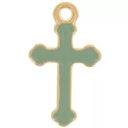 Breloque croix 19x11 mm en résine époxy - Doré à l'or fin - Mint x1