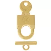 Fermoir cadenas en T 36x17 mm pour bracelet ou collier - Doré à l'or fin x1