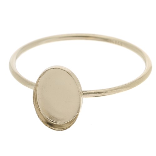 Bague fine serti pour cabochon 8x6 mm - Taille 51 - Gold filled (or laminé)   x1