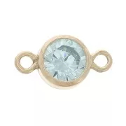 Intercalaire rond 4.5mm - oxyde Zirconium -Aquamarine - Gold filled (or laminé)  x1