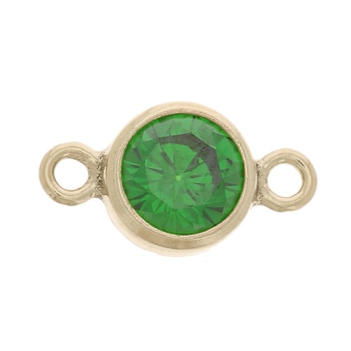 Intercalaire rond 4.5 mm - oxyde de Zirconium - Vert - Gold filled (or laminé)  x1