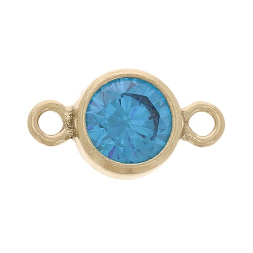 Intercalaire rond 4.5 mm oxyde de Zirconium -Aqua Blue -Gold filled (or laminé)  x1