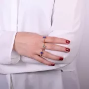 Bague ovale Lapis lazuli contour dentelé - Taille 54 - Doré à l'or fin x1