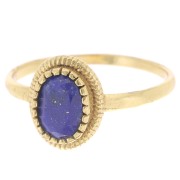 Bague ovale Lapis lazuli contour dentelé - Taille 57 - Doré à l'or fin x1|raw }}