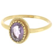 Bague ovale Amethyste contour dentelé - Taille 52 - Doré à l'or fin x1|raw }}