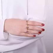 Bague ovale Amethyste contour dentelé - Taille 54 - Doré à l'or fin x1