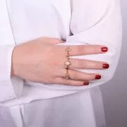 Bague ovale Calcedoine contour dentelé - Taille 52 - Doré à l'or fin x1