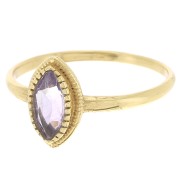 Bague navette Amethyste contour dentelé - Taille 57 - Doré à l'or fin x1|raw }}