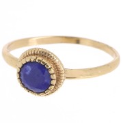 Bague ronde Lapis lazuli contour dentelé - Taille 57 - Doré à l'or fin x1|raw }}