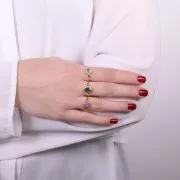 Bague ronde Amethyste contour dentelé - Taille 57 - Doré à l'or fin x1