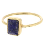 Bague rectangle en pierre gemme - Taille 57 - Doré à l'or fin - Lapis lazuli x1|raw }}
