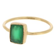 Bague rectangle en pierre gemme teintée - Taille 57 - Doré à l'or fin - Onyx Vert|raw }}