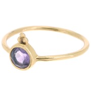 Bague fine ronde Amethyste - style ethnique - Taille 52 - Doré à l'Or fin x1|raw }}