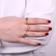 Bague fine ronde Amethyste - style ethnique - Taille 57 - Doré à l'Or fin x1