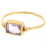 Bague rectangle Amethyste style ethnique T.52 - Doré à l'or fin x1