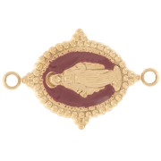 Intercalaire ovale 21x13 mm - motif Vierge - Acier inox 316L Doré - Bordeaux x1