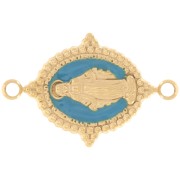 Intercalaire ovale 21x13 mm - motif Vierge - Acier inox 316L Doré - Turquoise x1|raw }}