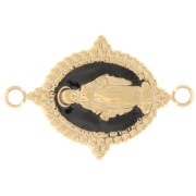 Intercalaire ovale 21x13 mm - motif Vierge - Acier inox 316L Doré - Noir x1