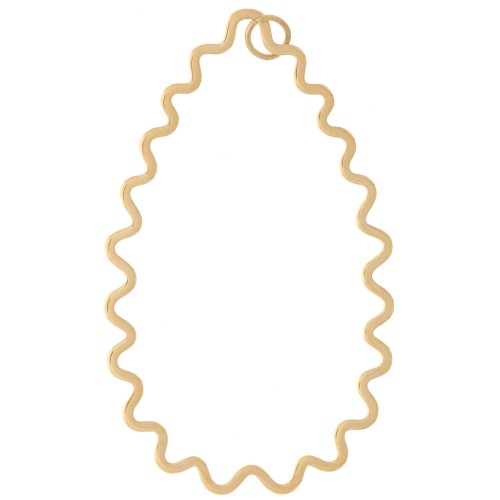Pendentif goutte ondulé 51x31 mm - Acier inoxydable 316L Doré x1