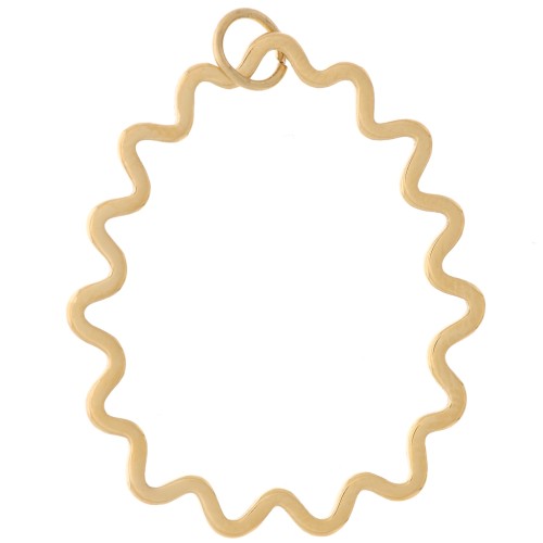 Pendentif goutte ondulé 31x25 mm - Acier inoxydable 316L Doré x1