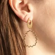 Pendentif goutte ondulé 31x25 mm - Acier inoxydable 316L Doré x1