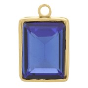 Breloque rectangle 11x7 mm avec verre facetté - Acier inox 316L Doré - Bleu x1|raw }}