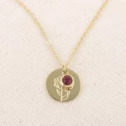 Breloque pierre de naissance oxyde zirconium Janvier 6mm Acier inox 304L  Doré Siam