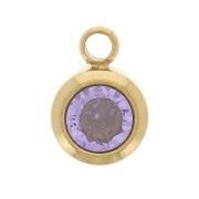 Breloque pierre de naissance zircon 6mm Juin Acier inox 304L  Doré Light Amethyst|raw }}