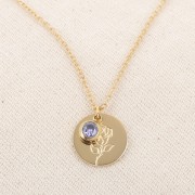 Breloque pierre de naissance zircon 6mm Juin Acier inox 304L  Doré Light Amethyst