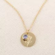 Breloque pierre de naissance zircon 6mm Juin Acier inox 304L  Doré Light Amethyst