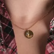 Breloque pierre de naissance zircon 6mm Juin Acier inox 304L  Doré Light Amethyst