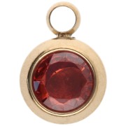 Breloque pierre naissance oxyde zirconium 6 mm Juillet Acier inox 304L  Doré Rubis|raw }}