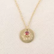 Breloque pierre naissance oxyde zirconium 6 mm Juillet Acier inox 304L  Doré Rubis