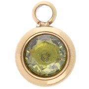 Breloque pierre naissance oxyde zirconium 6 mm Août Acier inox 304L  Doré - Peridot|raw }}