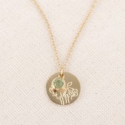 Breloque pierre naissance oxyde zirconium 6 mm Août Acier inox 304L  Doré - Peridot