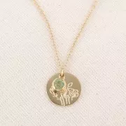 Breloque pierre naissance oxyde zirconium 6 mm Août Acier inox 304L  Doré - Peridot