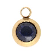 Breloque pierre naissance oxyde zircon 6mm Septembre Acier inox 304L  Doré Saphir