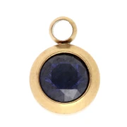 Breloque pierre naissance oxyde zircon 6mm Septembre Acier inox 304L  Doré Saphir