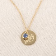 Breloque pierre naissance oxyde zircon 6mm Septembre Acier inox 304L  Doré Saphir