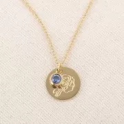 Breloque pierre naissance oxyde zircon 6mm Septembre Acier inox 304L  Doré Saphir