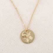 Breloque pierre naissance oxyde zirconium 6mm Novembre Acier inox 304L  Doré Topaz