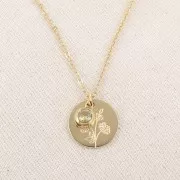 Breloque pierre naissance oxyde zirconium 6mm Novembre Acier inox 304L  Doré Topaz